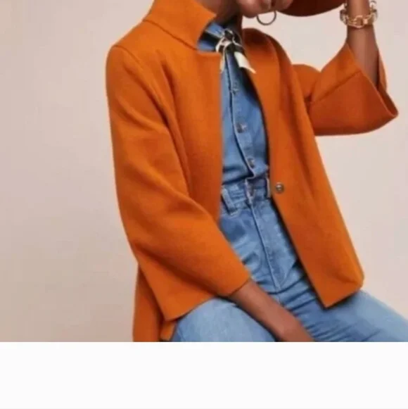 Moth Anthropologie Carey Knit Cardigan Jacket Blazer In Rust Brown Size Small - Picture 10 of 10